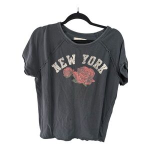 We The Free Dark Gray Tee with Floral Print